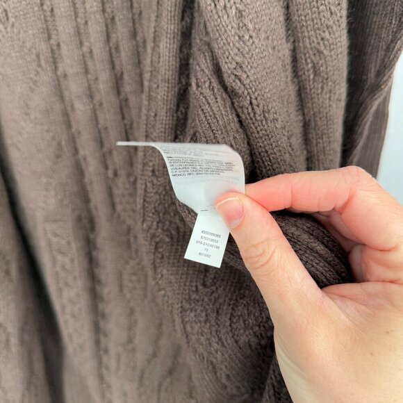 Chicos Cable Knit Open Front Long Line Cardigan Sweater Size 1 Medium Brown NEW - Picture 8 of 12